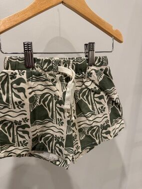 Cinnamon Baby Linen Green Printed Drawstring Shorts